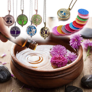 Aromatherapy Necklace Tree of Life Diffuser Jewelry Vintage Open Locket Pendant Essential Oil Perfume Aroma Diffuser Necklace